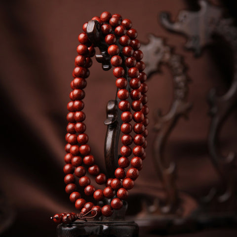 High-density old material lobular red sandalwood bracelet 108 high-oil smooth-grain Zambia blood sandalwood Buddha beads m3331319