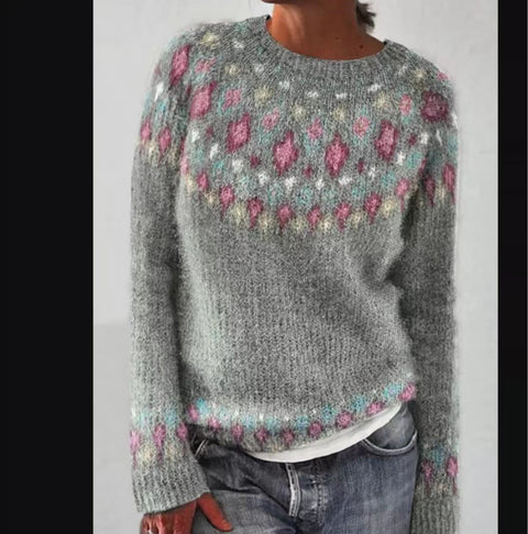 Neuer Pullover mit Rundhalsausschnitt, farblich passender, lockerer, modischer Pullover, Strickpullover m300454 