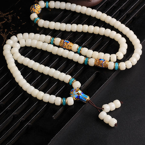 Weißes Jade-Bodhi-Armband, 108 Buddha-Perlen, Jingtai-Bodhi-Wurzelarmband aus natürlicher Jade, blau und weiß, Schmuck im ethnischen Stil, m3331300