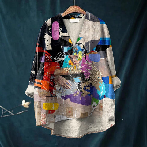 Lässiges Damen-T-Shirt mit Rundhalsausschnitt und lockerem Druck in großen Größen m301276 