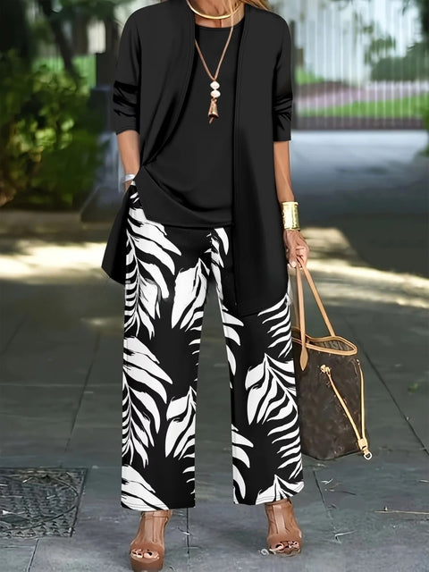 3D printed 3-piece cardigan + vest + trousers fashionable wear m302849