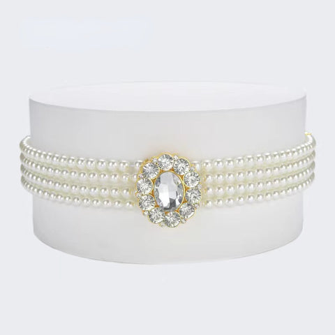 Damen Kette Perlen Strass mit Gürtel M3331056