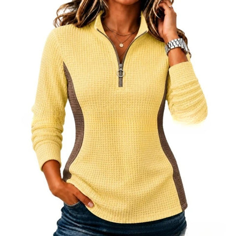 Waffle Women's Regular Version Western Style Contrast Long Sleeve Sweater FF303442