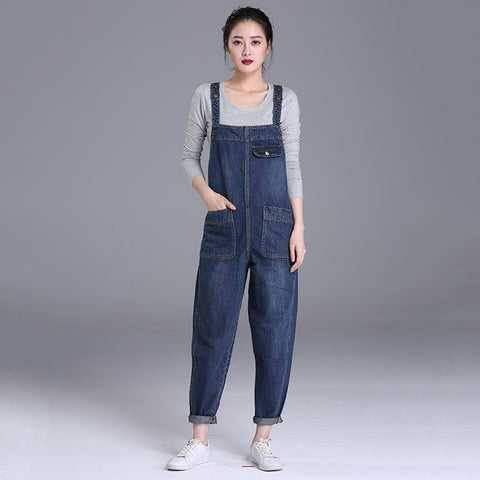 Denim overalls women's large size FF303316