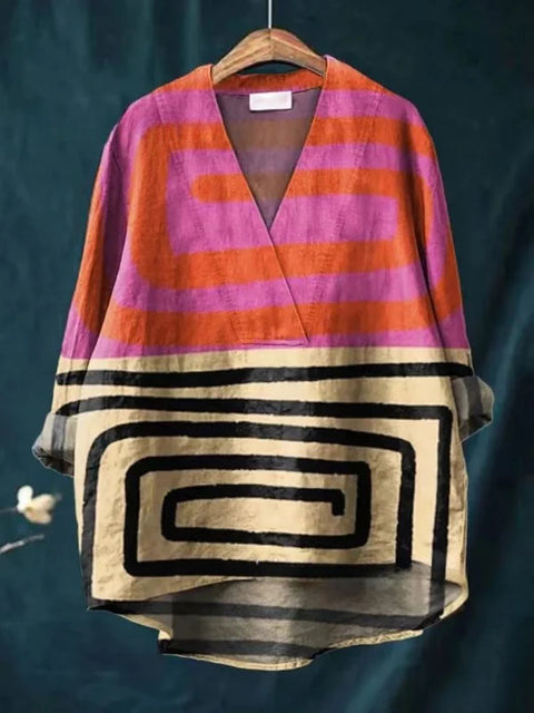 Lässiges Damen-T-Shirt mit Rundhalsausschnitt und lockerem Druck in großen Größen m301276 