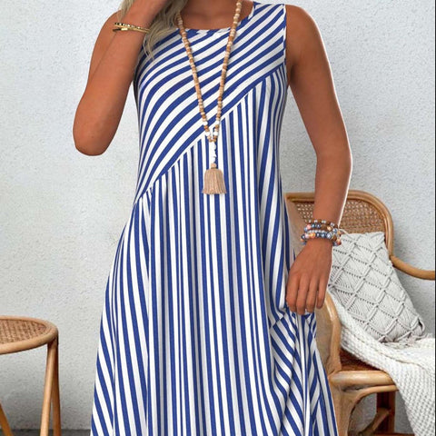 Neues gestreiftes lässiges lockeres Kleid m301225 