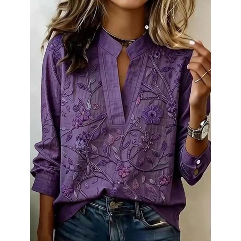 Digital printing casual pullover versatile spring and summer new shirt top m302788