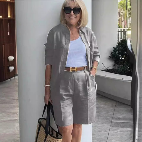 Women's cardigan top shorts two-piece set m302302