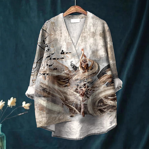 Lässiges Damen-T-Shirt mit Rundhalsausschnitt und lockerem Druck in großen Größen m301276 