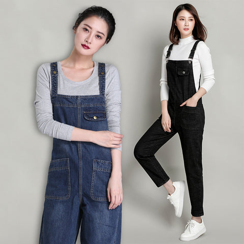 Denim overalls women's large size FF303316