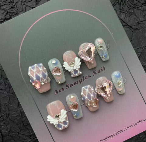 Reine handgemachte Rüstung Engelsflügel Nagelaufkleber m3331212
