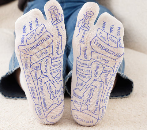 Chaussettes de massage des pieds pour points d'acupuncture, thérapie des pieds, soins de santé, chaussettes à cent points d'acupuncture, massage des pieds, point méridien, illustration de points, chaussettes m3331174 