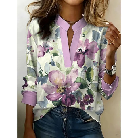 Digital printing casual pullover versatile spring and summer new shirt top m302788