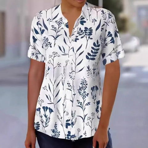 Digital printing striped print button front shirt casual shorts sleeves spring summer shirt m302473