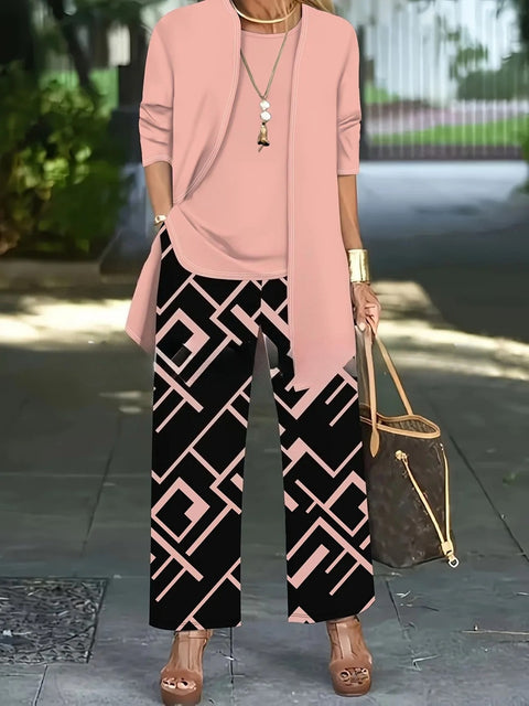 3D printed 3-piece cardigan + vest + trousers fashionable wear m302849