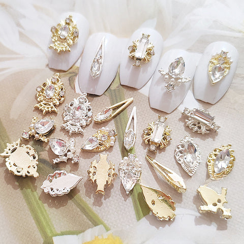 Nail Art Alliage Bijoux Étoile Lune Diamant Perle Luxe Cour Diablo Baroque Ongles Autocollant Décoratif