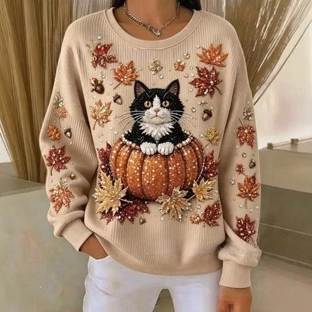 Autumn shoulder crew neck sweater 3D digital printing crew neck FF303419 01