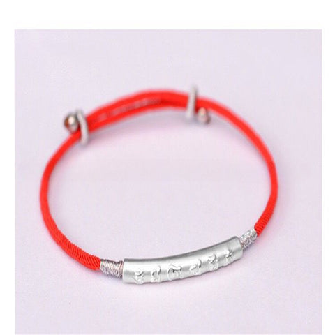 Six-character mantra bracelet 999 silver-plated red rope Chinese knot woven hand rope m3331255