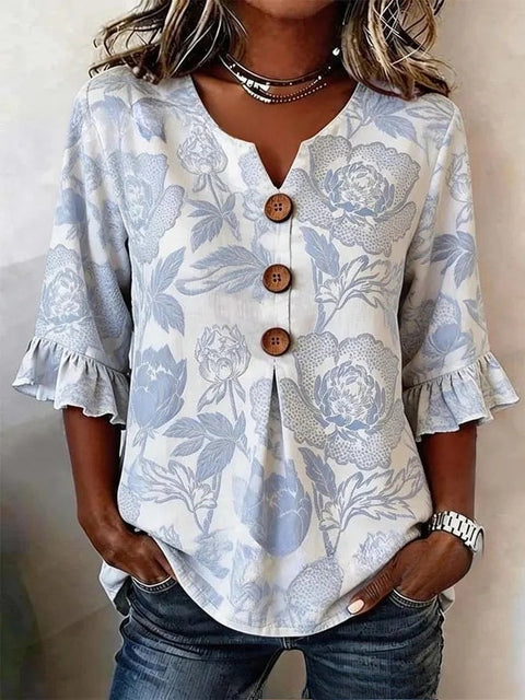 3D digital printing floral pattern women's long-sleeved buckle cardigan top m302703