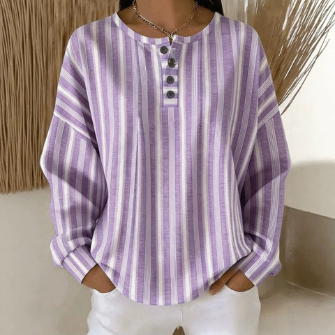 Digital Printed Women's Loose Casual Striped Fashion Pullover M303048
