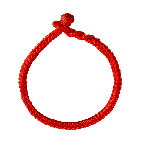 Rotes Seilarmband mit Drachenknoten und Geburtsjahr, mit handgewebten, mehrfarbigen goldenen Laufperlen, m3331243
