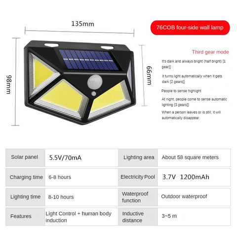 Neue Solar-Gartenbeleuchtung Induktionslampe Haushaltswandlampe wasserdichte superhelle LED-Lampe m3330916