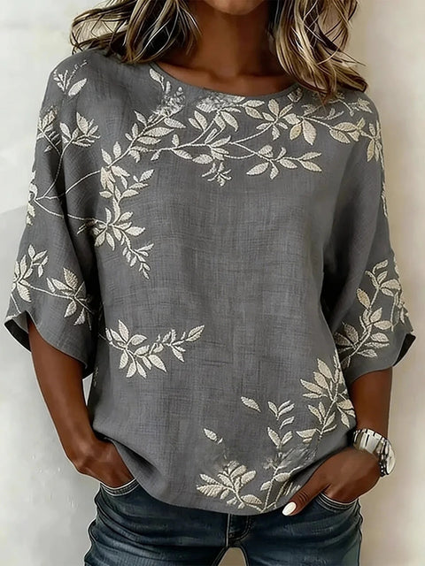 3D printed floral pattern loose versatile top m303041-3