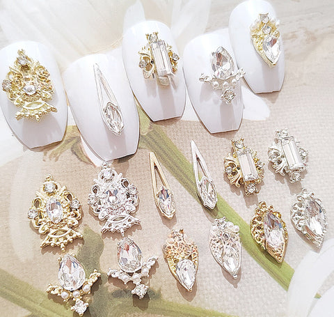 Nail Art Alliage Bijoux Étoile Lune Diamant Perle Luxe Cour Diablo Baroque Ongles Autocollant Décoratif