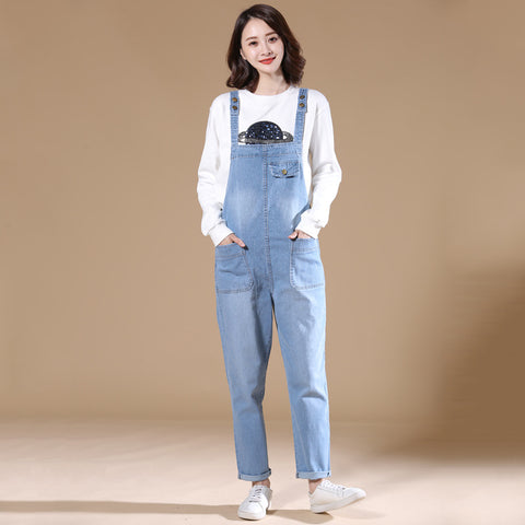 Denim overalls women's large size FF303316