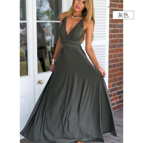 Explosive multi-wearing method multi-rope cross backless sexy bandage dress long dress dress m301601