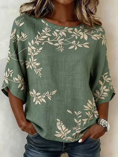 3D printed floral pattern loose versatile top m303041-3
