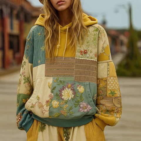 casual hooded long-sleeved pullover, regular digital printing women's sweater FF303127