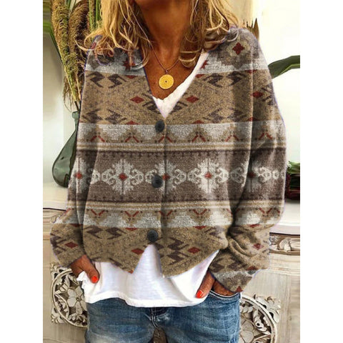 New Christmas abstract print casual cape jacket cardigan sweater m301665