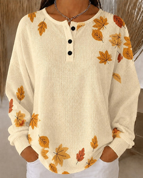 Retro casual 3D digital printing three-button stand-up collar fashion women's top FF303394