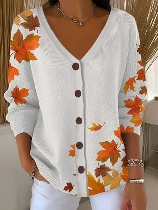3D Digital Printed Women's Shoulder Cardigan Sweater FF303400