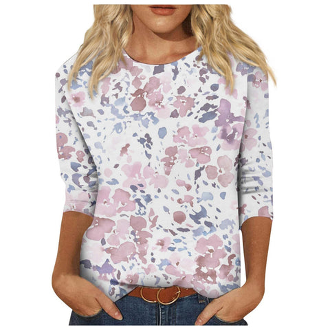 Einfarbiges T-Shirt mit Rundhalsausschnitt und Aufdruck m300770 