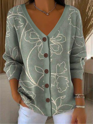 3D Digital Printed Women's Shoulder Cardigan Sweater FF303400