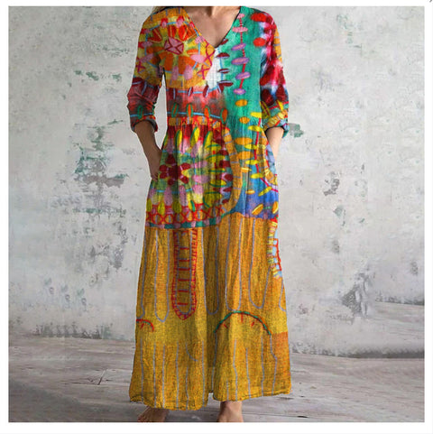 3D printing Amazon European and American summer casual loose long-sleeved dress m301729