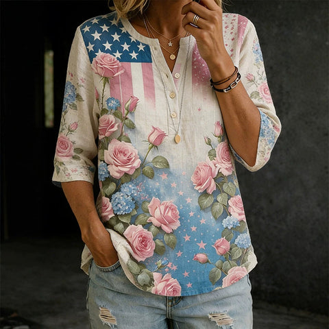 Seven-quarter-sleeved POLO shirt top bamboo hemp shirt m302848