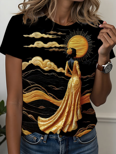 Women's Crew Neck Short Sleeve Casual Fashion Top m302607