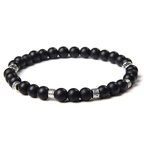 Elastisches Armband aus schwarzem Gallenstein, Totenkopf-Anhänger, natürliches Türkis, Tigerauge, Quaste, Kristall, Vulkanstein, Perlenarmband m3331320