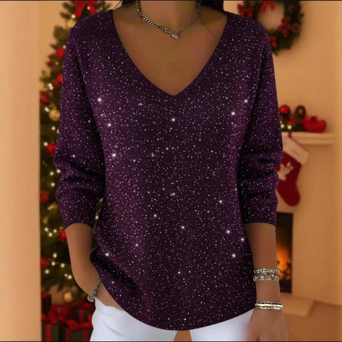 New V-neck long-sleeved pullover 3D digital printing Valentine's Day women's top T-shirt m302419