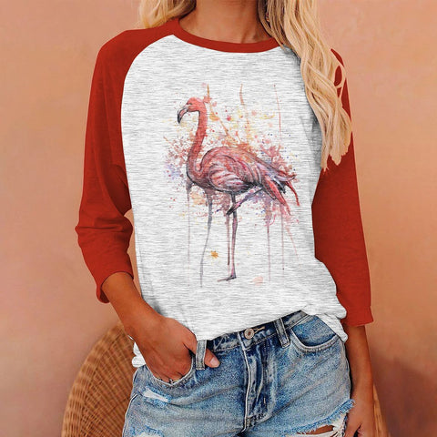 Digitaldruck Langarm-Herbst-T-Shirt Damen Farbwechsel-T-Shirt Damen m300755 