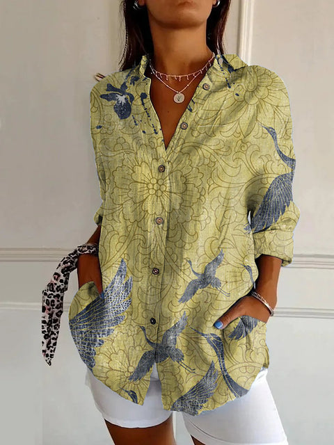 Sommertrend Langarmshirt Blumenmuster Druck 3D Shirt m301226 