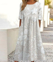 Loose fashion premium V-neck print dress m302742