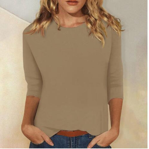 Einfarbiges T-Shirt mit Rundhalsausschnitt und Aufdruck m300770 