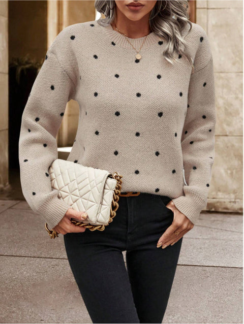 Women's sweater fashion crew neck long sleeve pullover sweater m302170