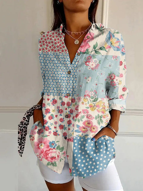 Sommertrend Langarmshirt Blumenmuster Druck 3D Shirt m301226 