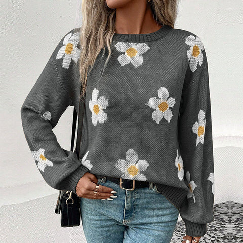 Mehrfarbiger modischer Langarm-Jacquardpullover für Damen m300625 