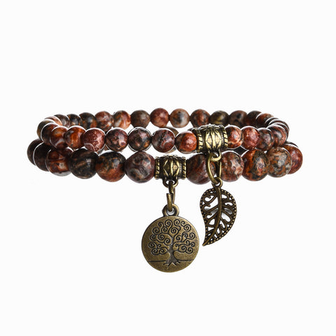 Baum des Lebens Blatt Anhänger Set Armband Bunte Tiger Auge Amethyst Achat Armband m3331289
